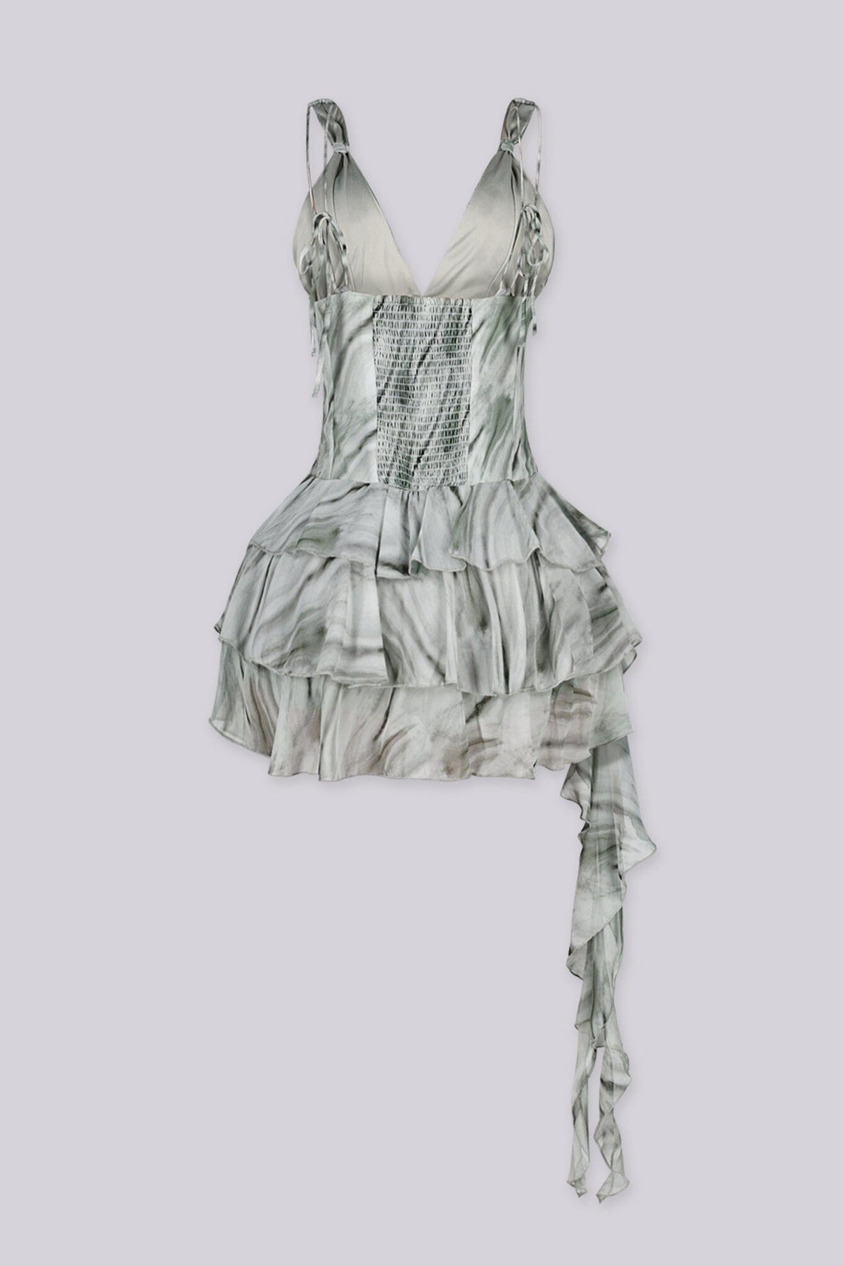 Sage Marble Lace-Up Mini Dress
