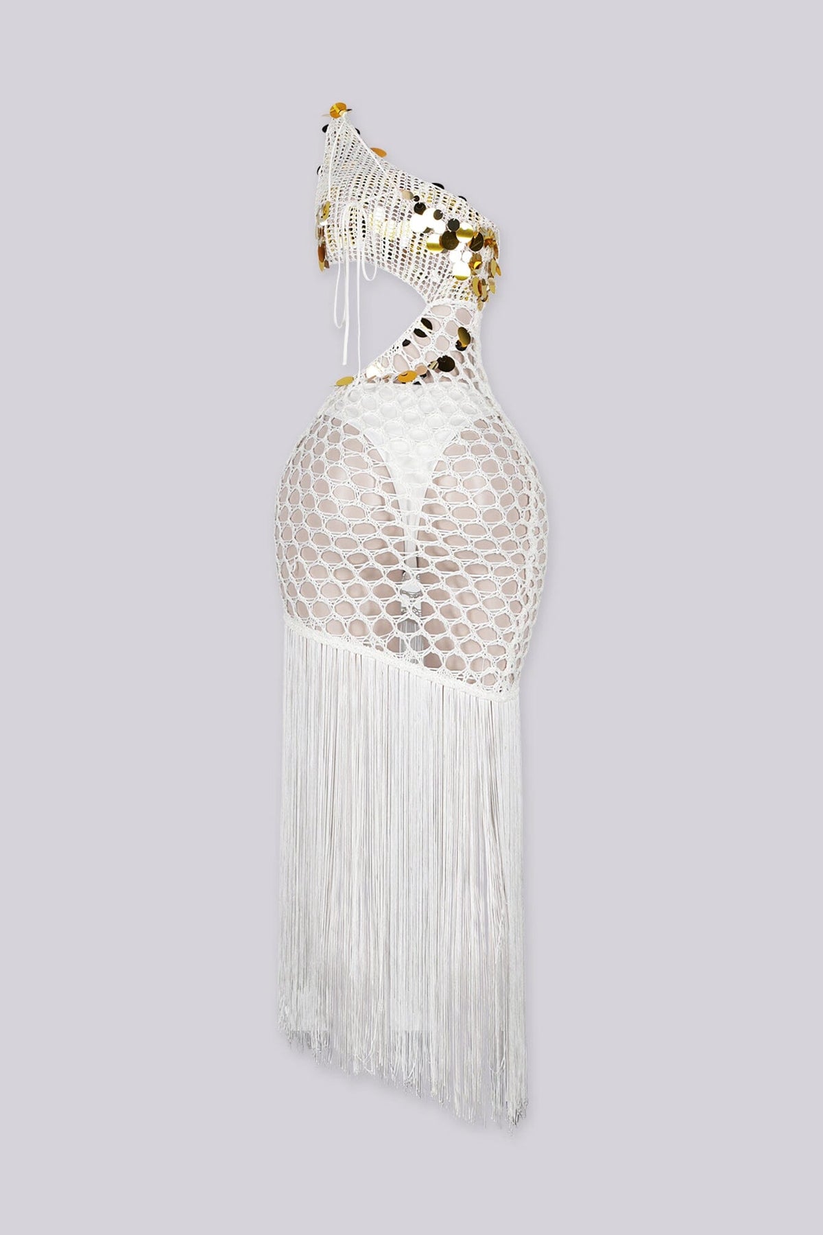 Shakira Gold Sequin Crochet Dress With Underwear