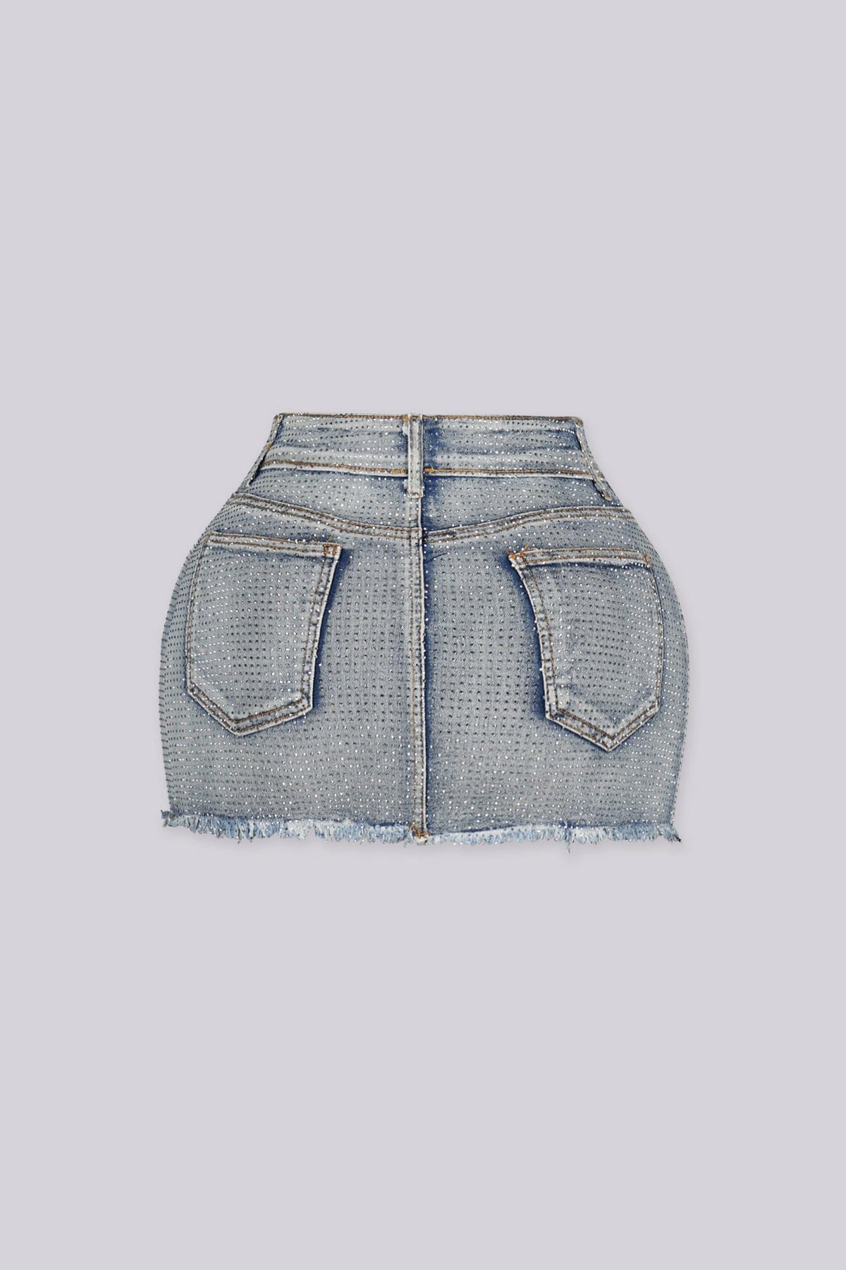 Opulent Rhinestone Denim Mini Skirt