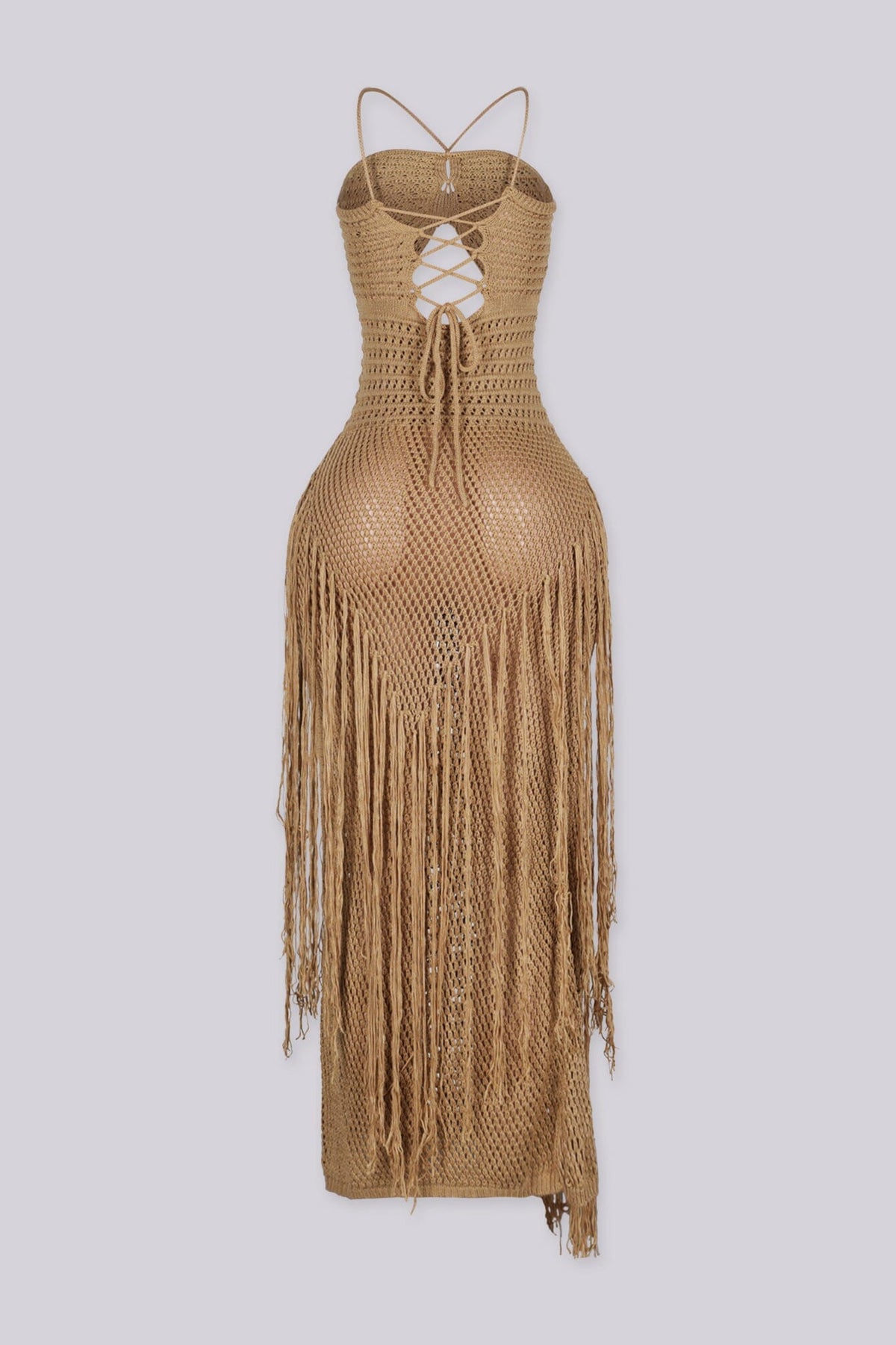 Cabo Crochet Fringe Cutout Maxi Dress