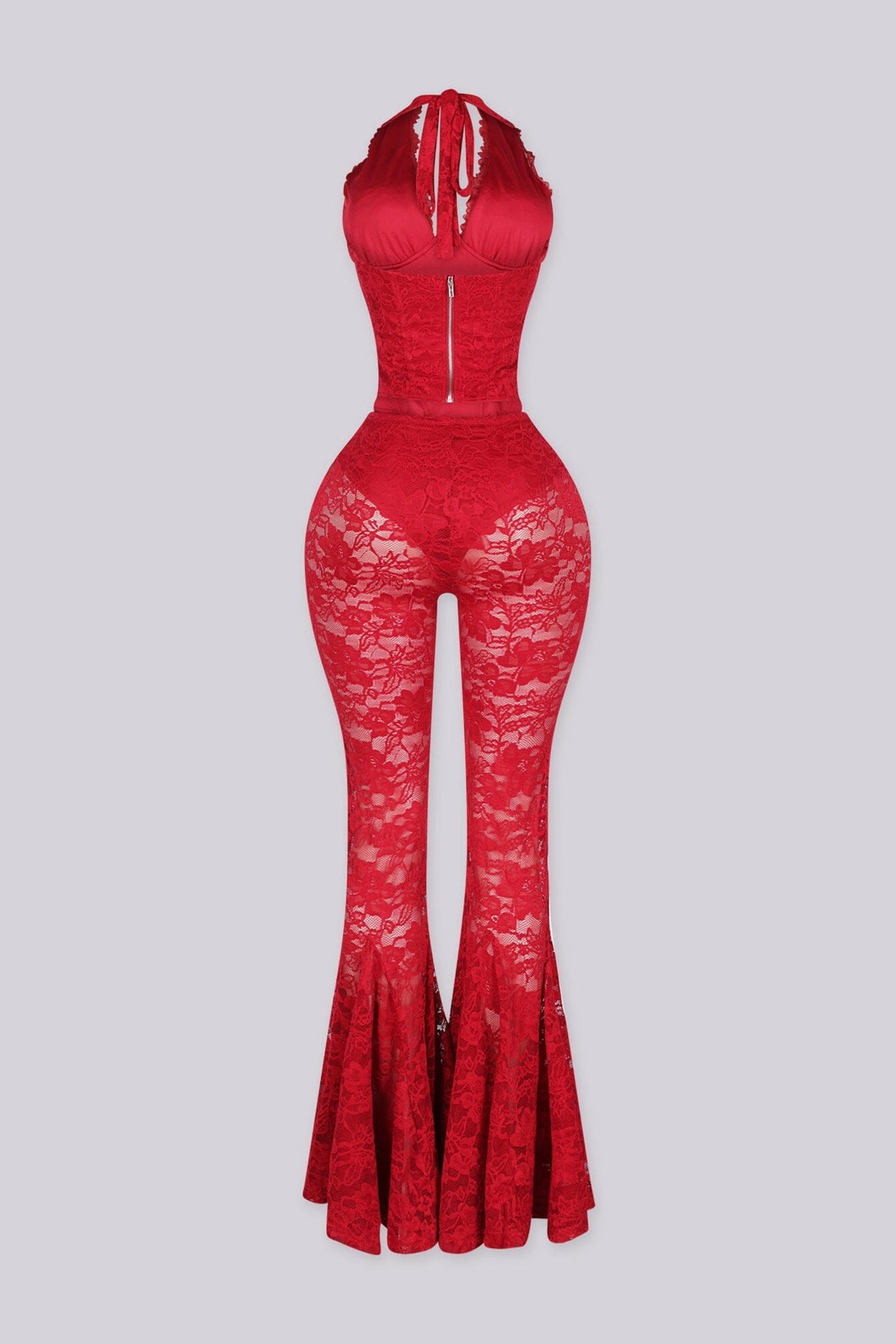 Flamenco Lace Halter Top & Flare Pants SET