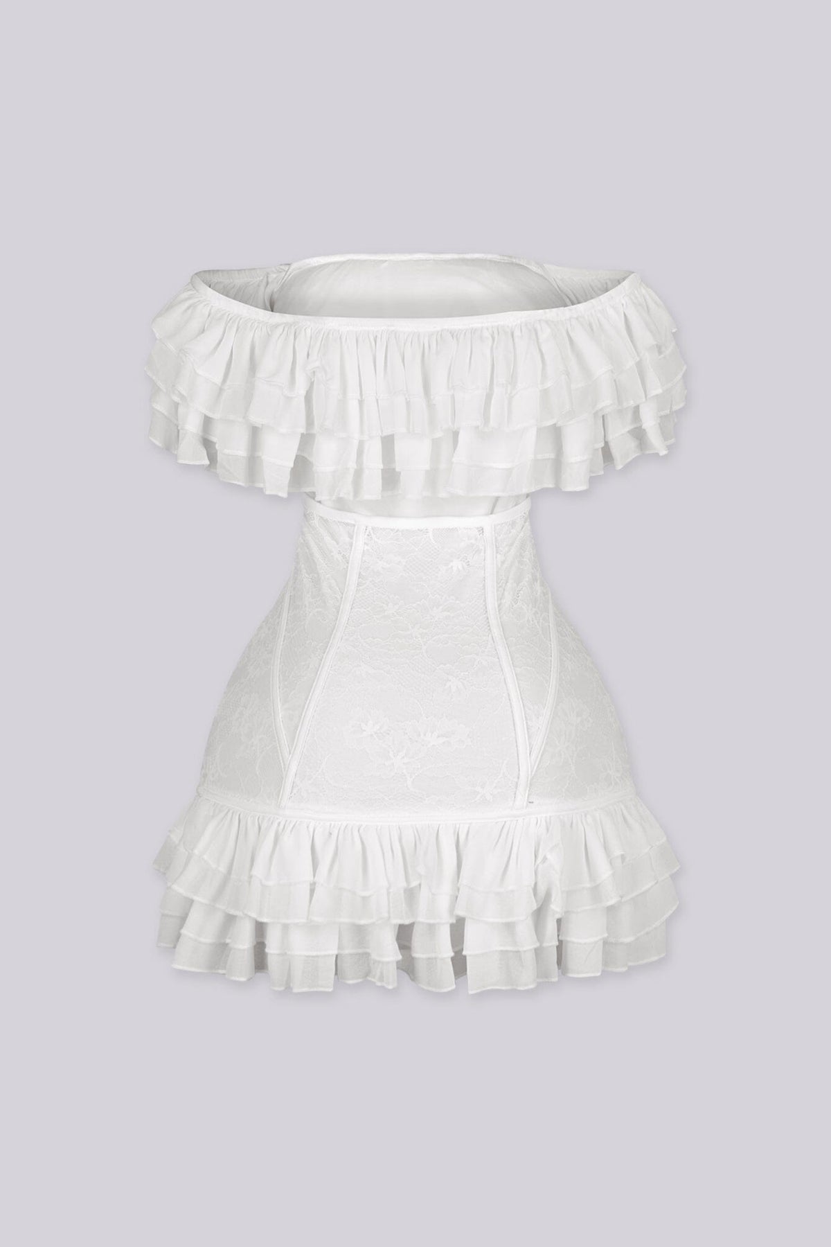 Petal Ruffle Lace Corset Mini Dress