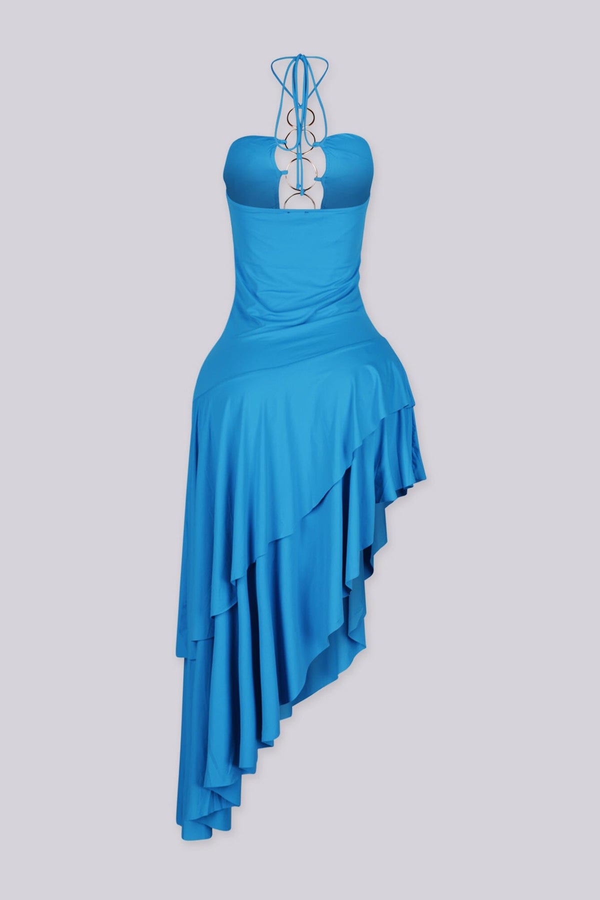 Morocco Ring Detail Asymmetric Midi Dress