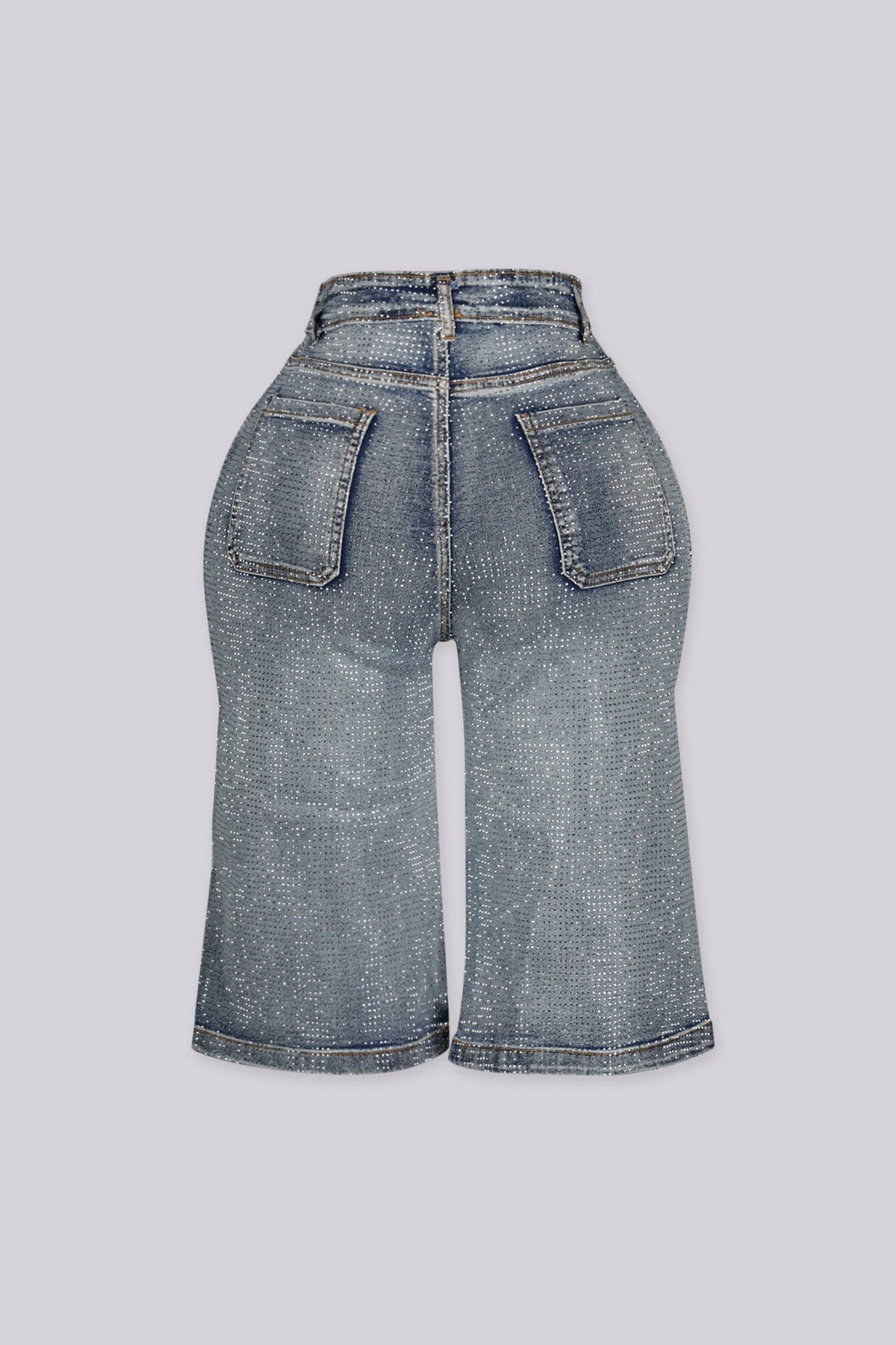 Opulent Rhinestone Denim Bermuda Shorts