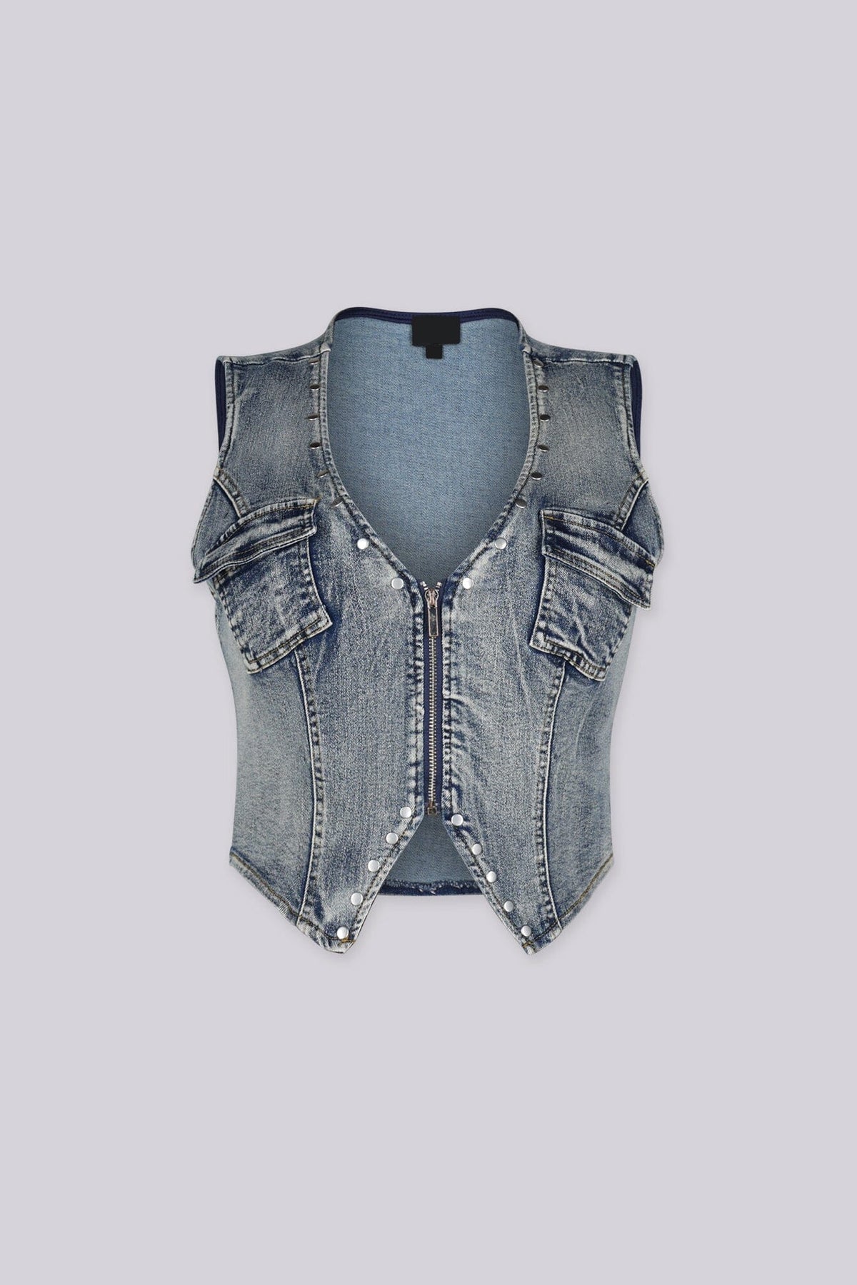Y2K Western Edge Denim Vest Top