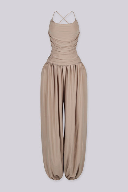 Desert Sand Ruched Jumpsuit