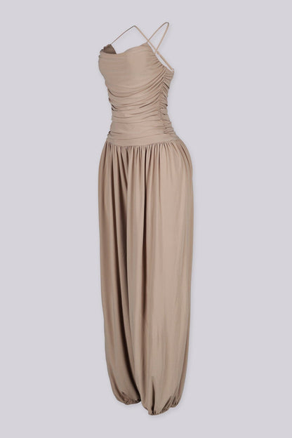 Desert Sand Ruched Jumpsuit