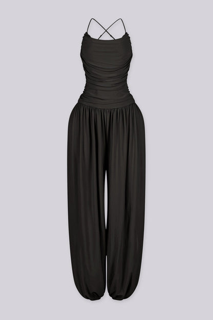 Desert Sand Ruched Jumpsuit