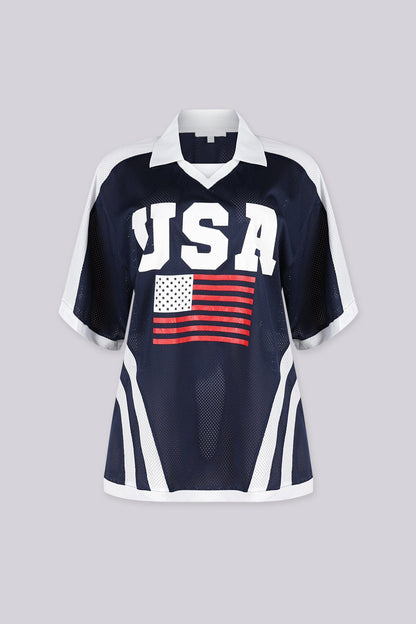 Patriot Mesh Collared Jersey Top