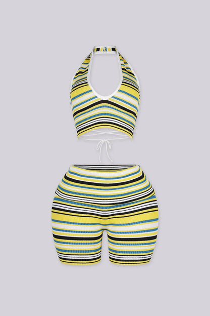 Bright Stripe Halter & Short SET