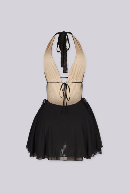 Goth Lace Halter Mini Dress