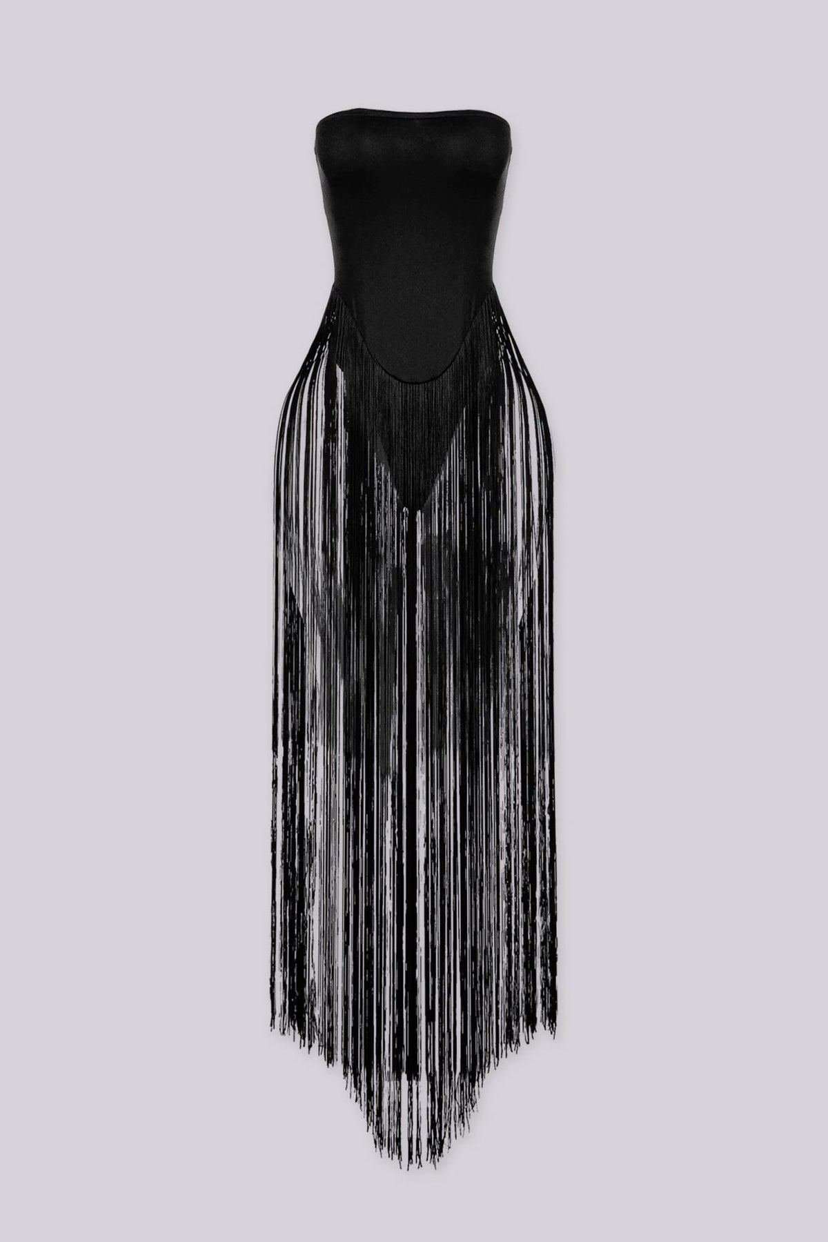 Onyx Fringe Tube Bodysuit