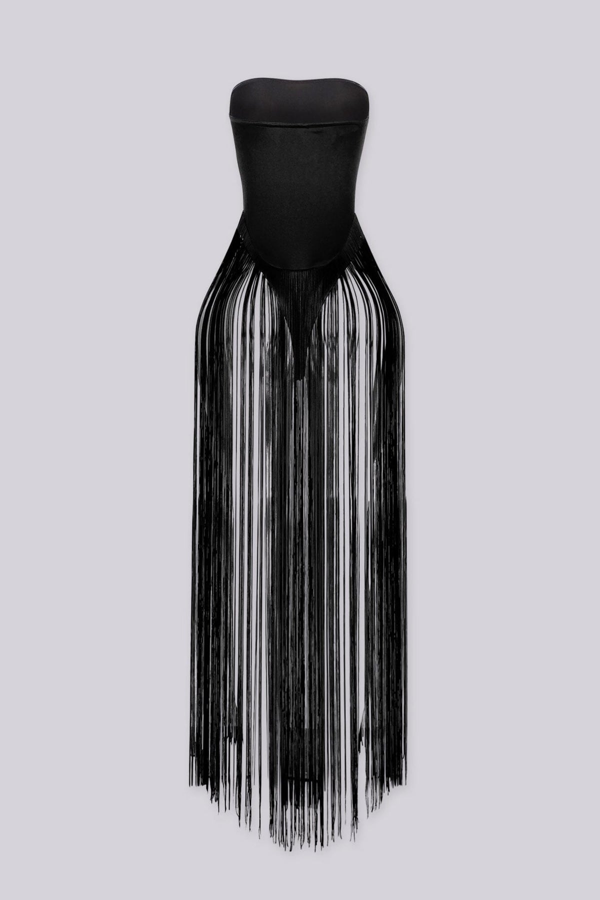 Onyx Fringe Tube Bodysuit