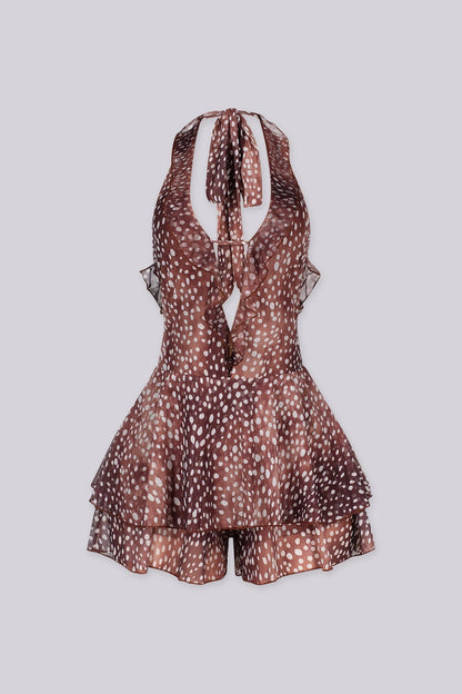 Dotted Halter Mini Dress