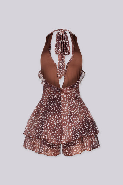 Dotted Halter Mini Dress