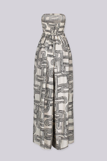 Retro Maze Tube Top Jumpsuit