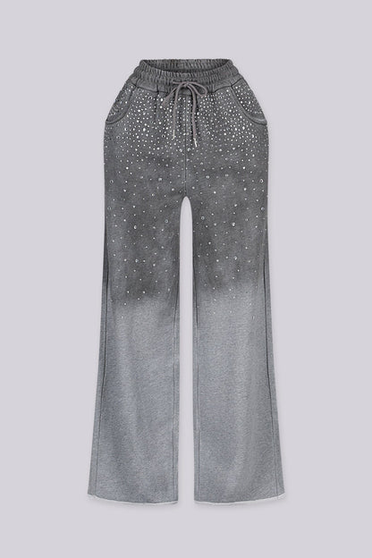 City Diamond Rhinestone Fleece Wide Pants