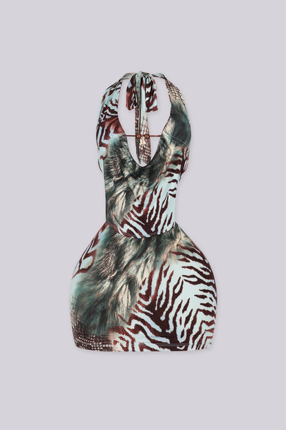 Tropical Hit Halter Mini Dress