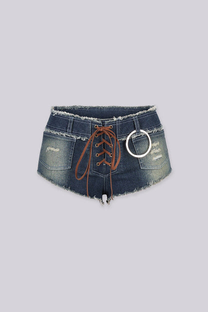 Festival Biker Denim Shorts