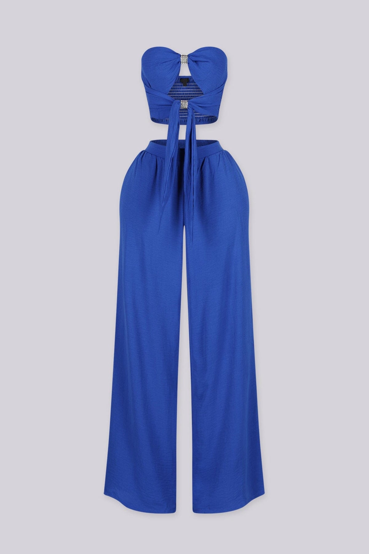 Annael Chiffon Tube Rhinestone Top & Pants SET