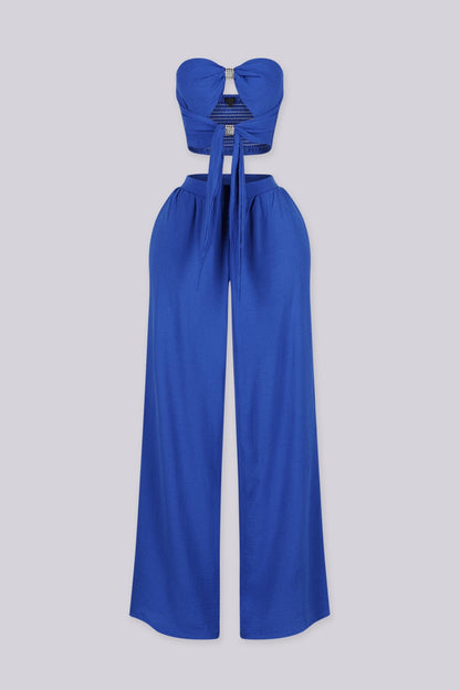 Annael Chiffon Tube Rhinestone Top & Pants SET