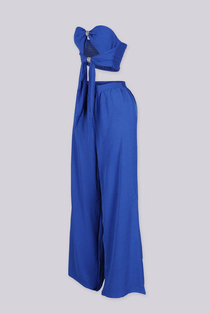 Annael Chiffon Tube Rhinestone Top & Pants SET