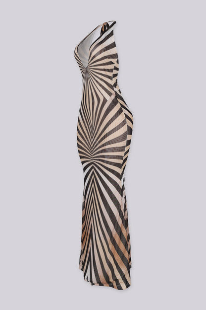 Wild Mesh Halter Maxi Dress