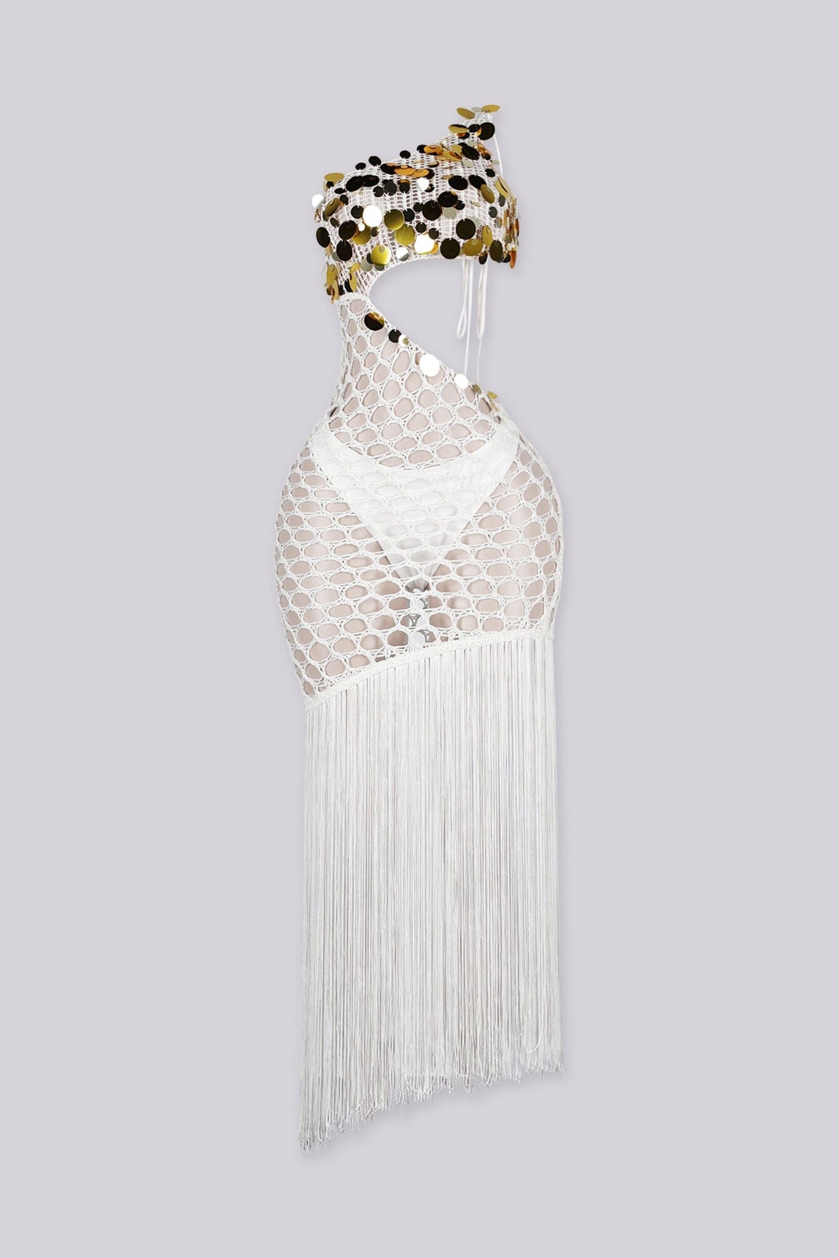 Shakira Gold Sequin Crochet Dress With Underwear