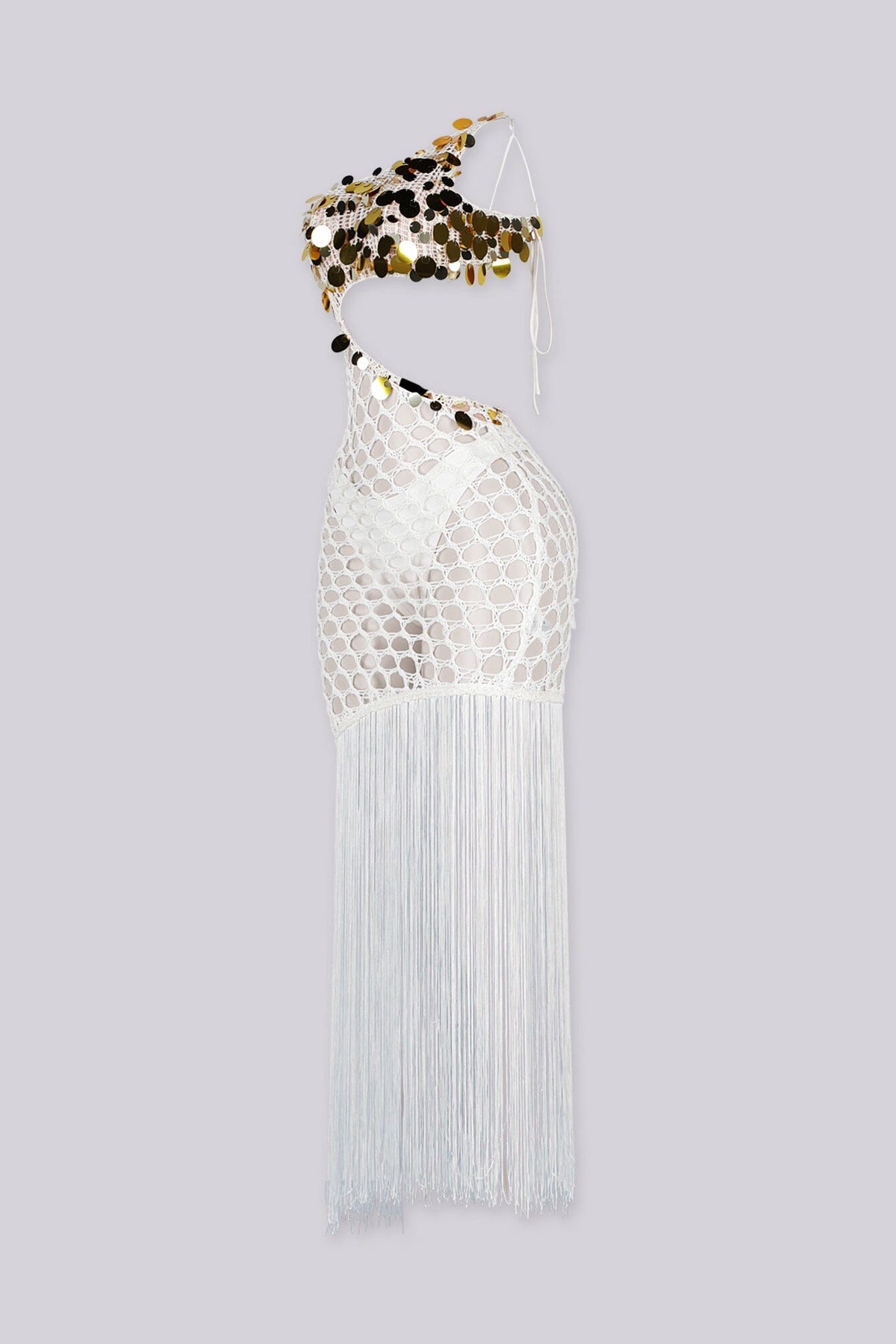 Shakira Gold Sequin Crochet Dress With Underwear
