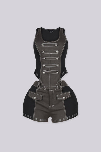 Utility Denim Tank Shorts SET