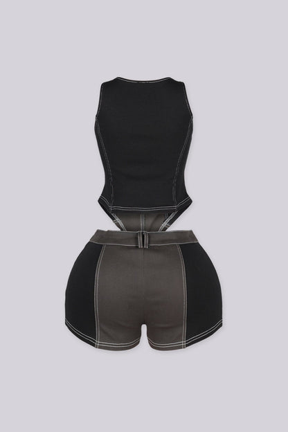 Utility Denim Tank Shorts SET
