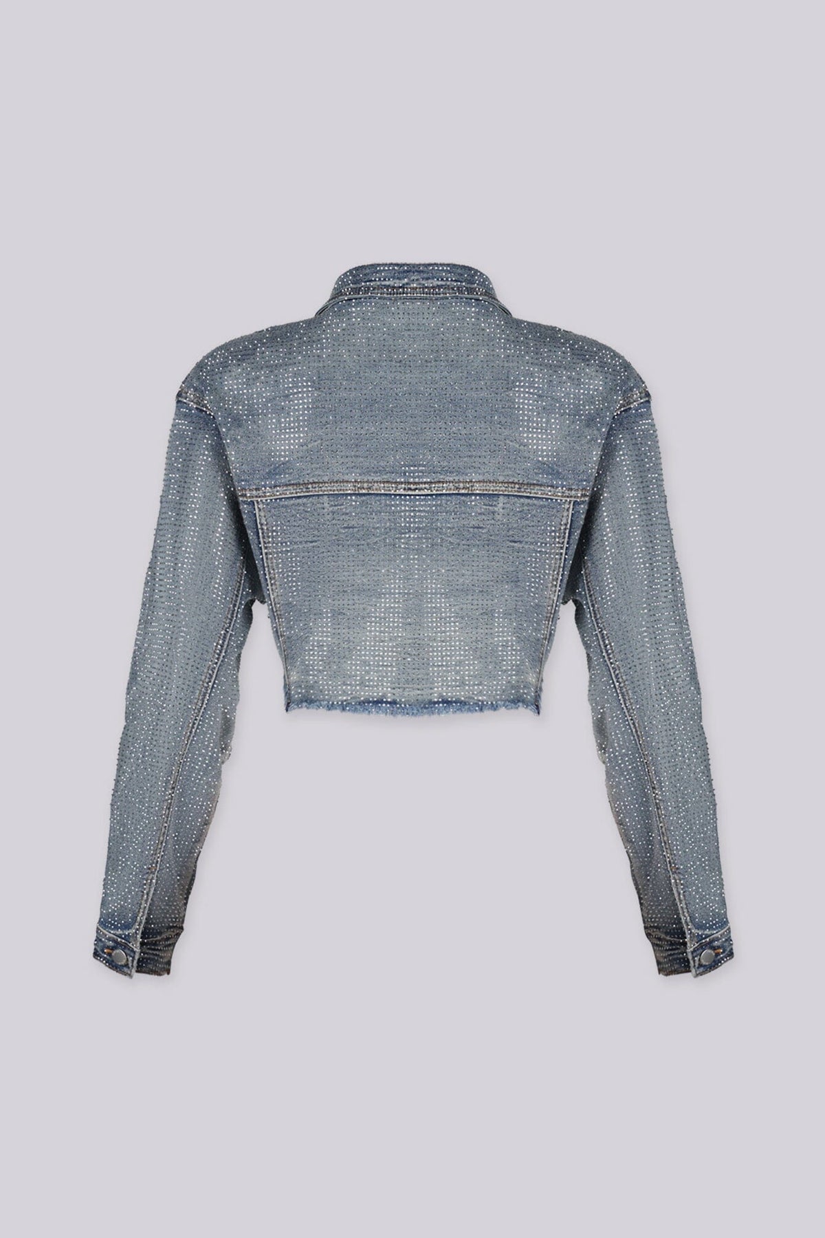 Opulent Rhinestone Denim Crop Jacket