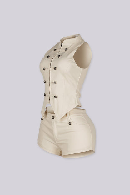 Yamika Military Chic Vest & Shorts SET