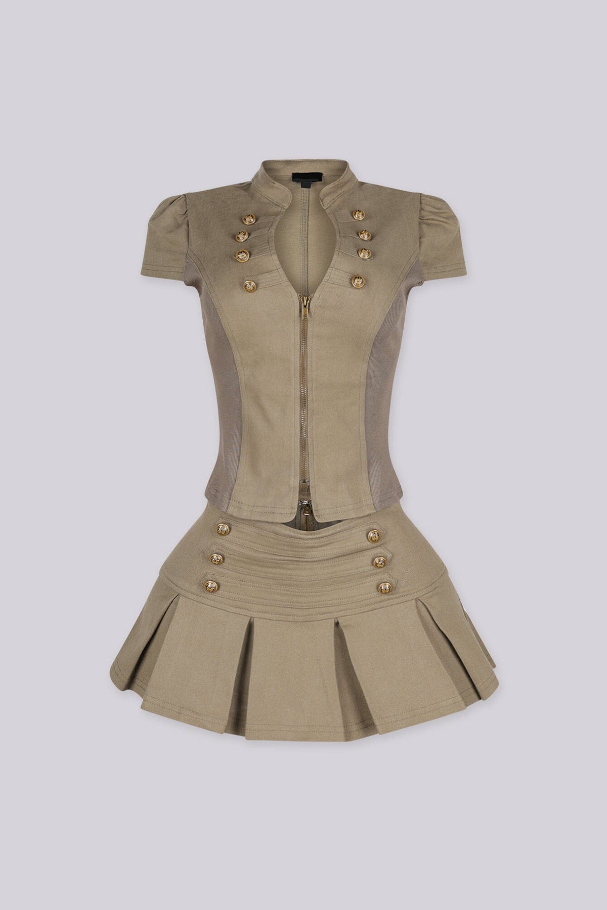 Yvette Military Chic Top & Skirt SET