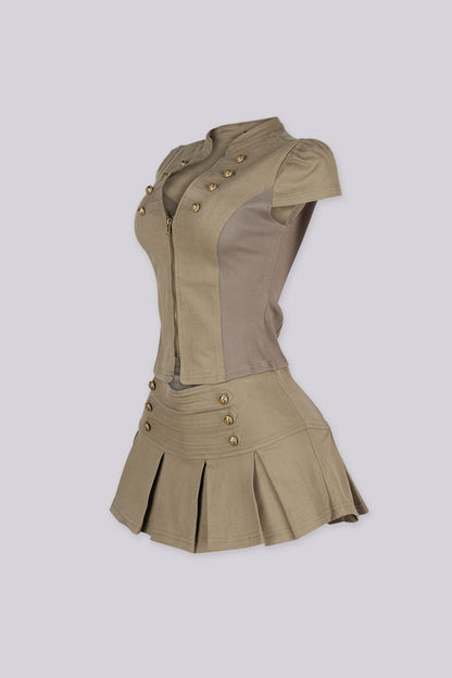 Yvette Military Chic Top & Skirt SET