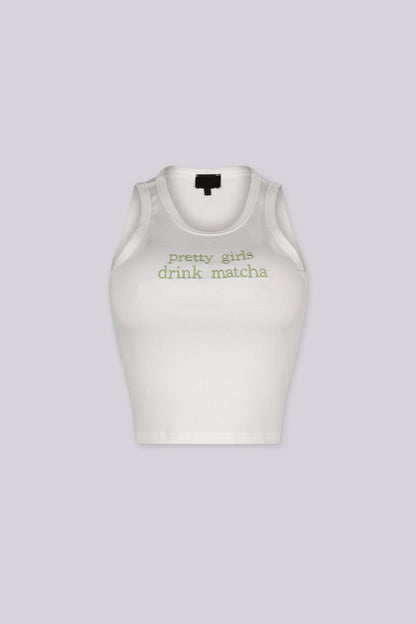 Pretty Girls Drink Matcha Ribbed Tank Top