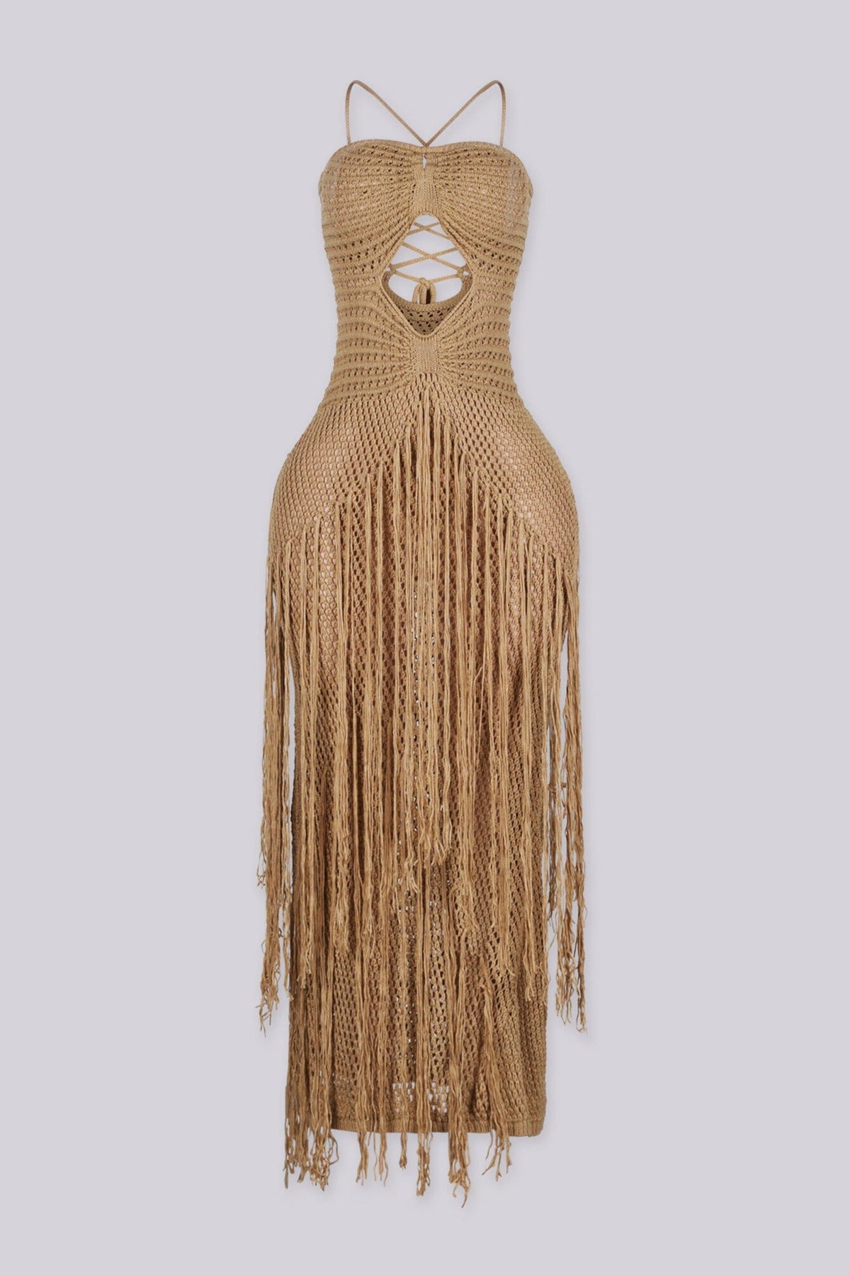 Cabo Crochet Fringe Cutout Maxi Dress