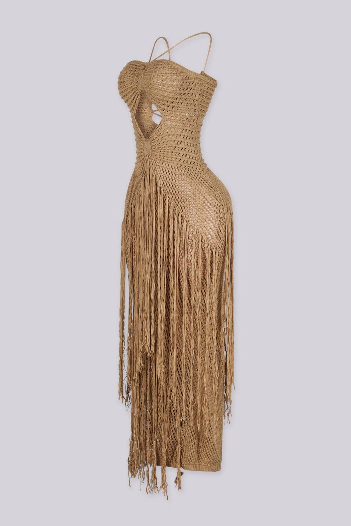 Cabo Crochet Fringe Cutout Maxi Dress