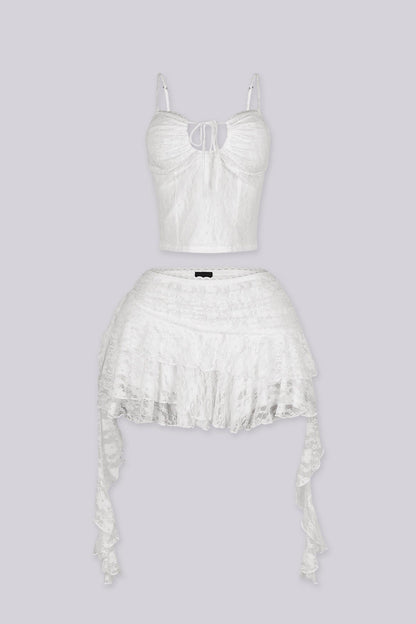Versailles Lace Cami & Ruffle Skirt SET