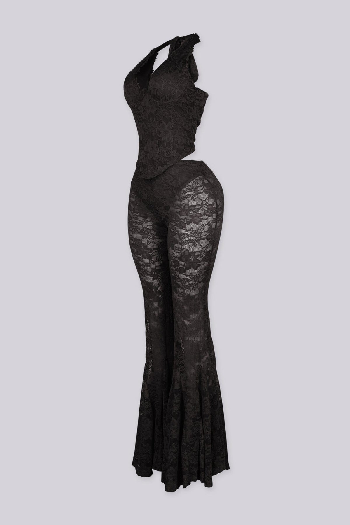 Flamenco Lace Halter Top & Flare Pants SET