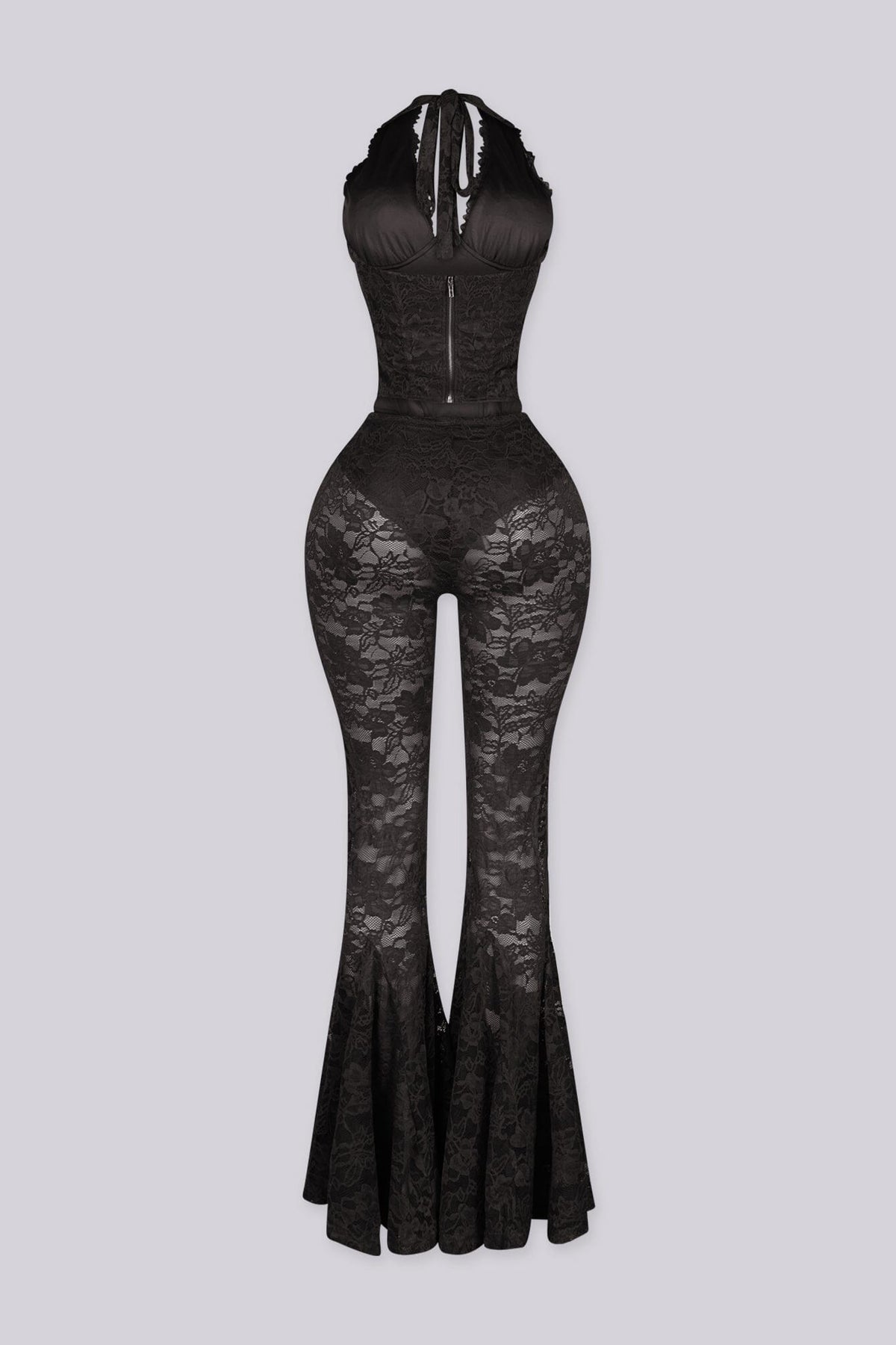 Flamenco Lace Halter Top & Flare Pants SET