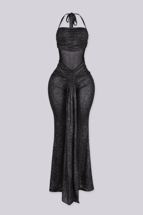 Glitterati Sheer Corset Halter Jumpsuit