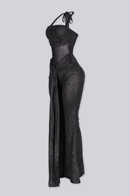 Glitterati Sheer Corset Halter Jumpsuit