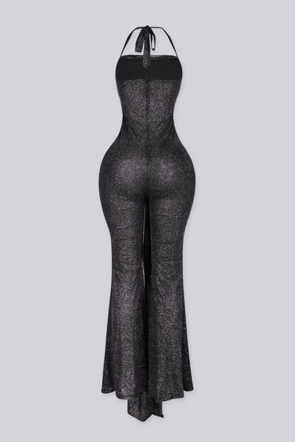 Glitterati Sheer Corset Halter Jumpsuit