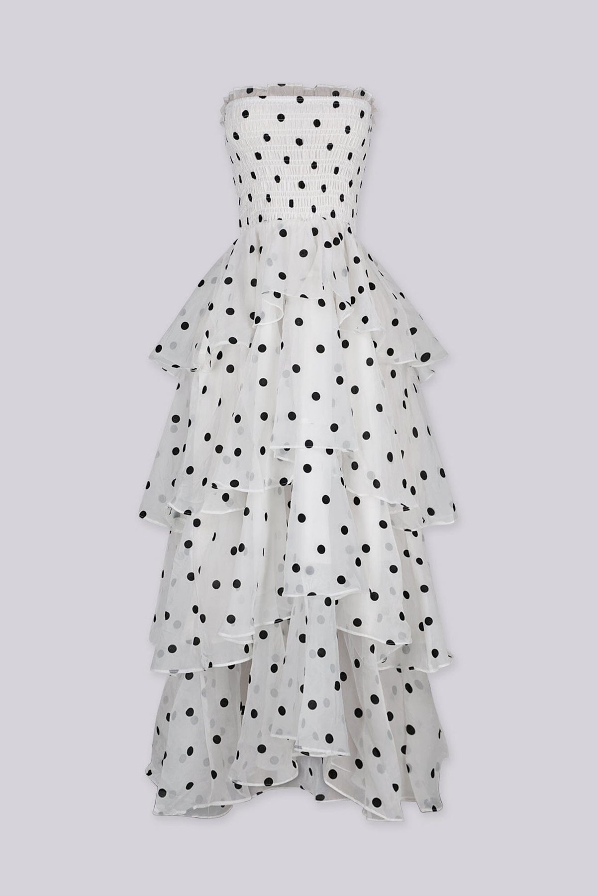 Dotty Smocked Tiered Midi Dress