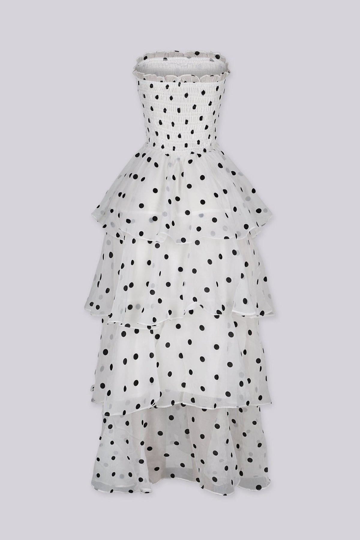 Dotty Smocked Tiered Midi Dress