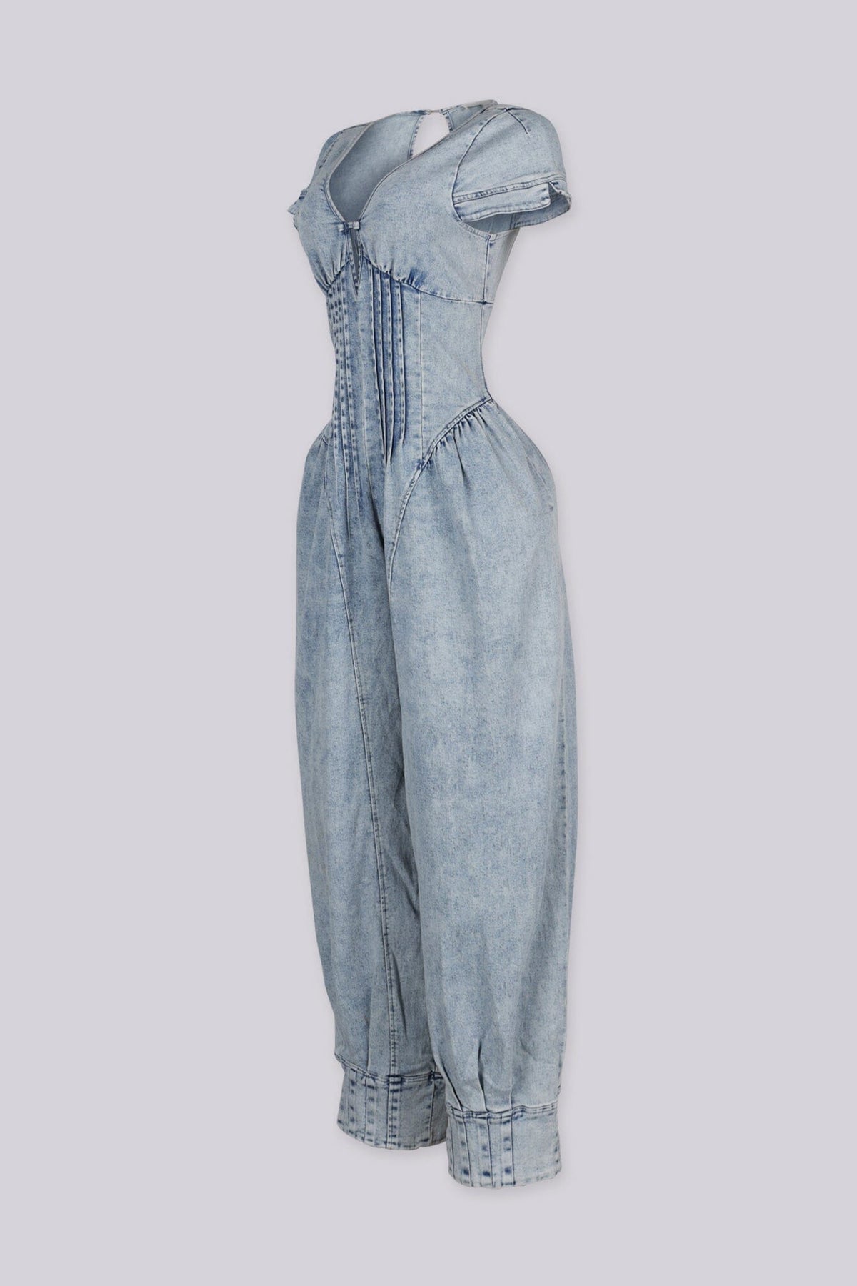 Santorini Washed Denim Balloon Jumpsuit