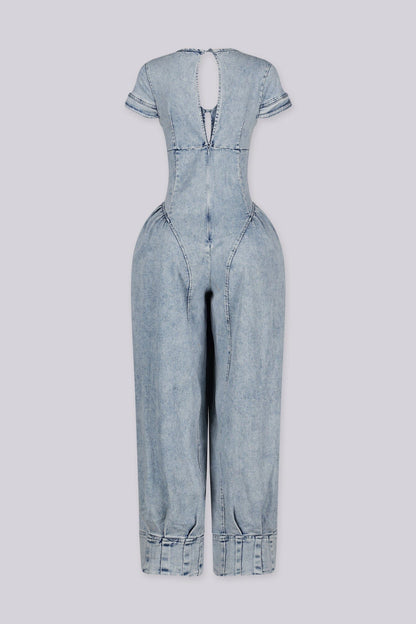 Santorini Washed Denim Balloon Jumpsuit
