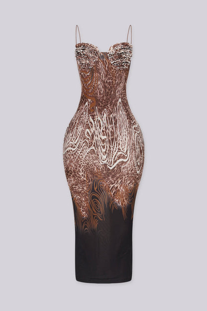 Serengeti Ruffle Bust Midi Dress