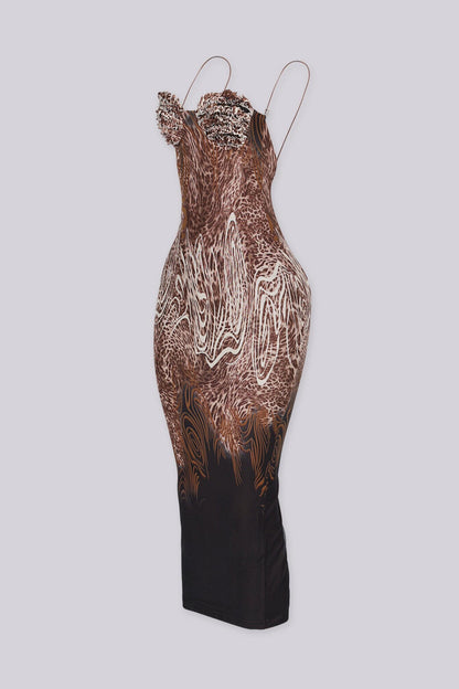 Serengeti Ruffle Bust Midi Dress